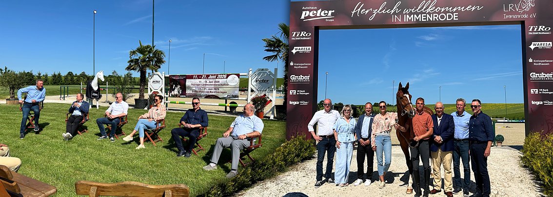 Pressekonferenz auf dem Reitplatz (Collage)