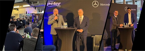 Titelbild mit drei Szenen des Unternehmerfr&uuml;hst&uuml;cks im Autohaus Peter in Zerbst.