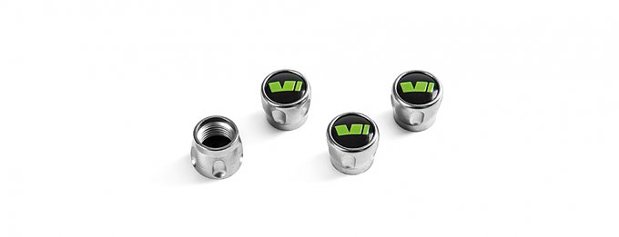 Zierventilkappen-Set mit rotem Motorsport-Emblem