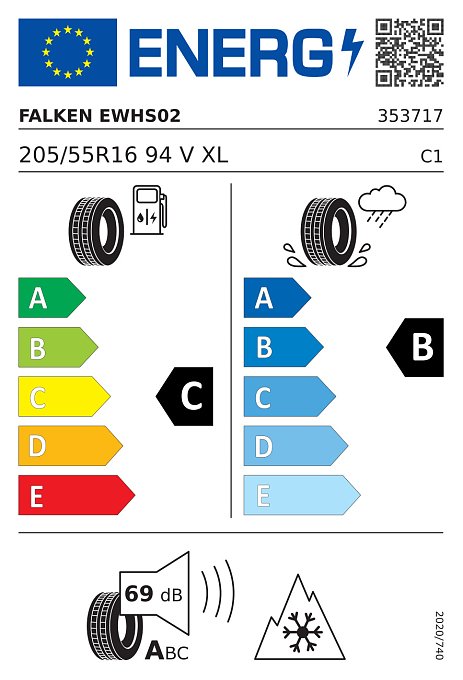 Reifenlabel - FALKEN EUROWINTER HS02 XL